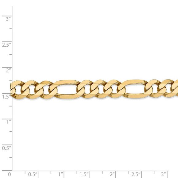 Men's 8.75mm, 14k Yellow Gold, Flat Figaro Chain Necklace, 22 Inch - Picture 5 of 8